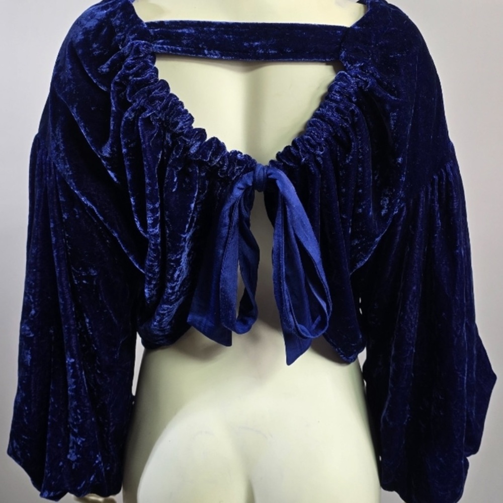 Contemporary Modern Jeweled Cobalt Blue BIB Style Gold Chain Elegant Necklace - Picture 6 of 11